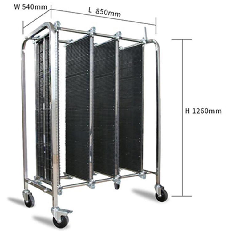stainless steel trolley double flashboard pcb storage rack