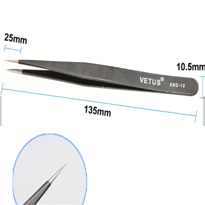 45 Degree 302 Stainless Steel ESD Pointed Tweezer